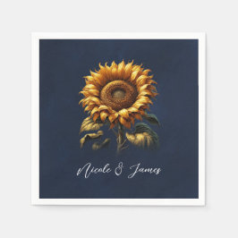 Blue rustieke zonnebloem bruiloft Vrijgezellenfees Servet