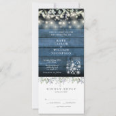 Blue Rustige Foliage Mason Jars in één bruiloft Kaart (Voorkant)