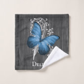 Blue Rustive Butterfly Bath Towel Set Bad Handdoek (Wasdoekje)