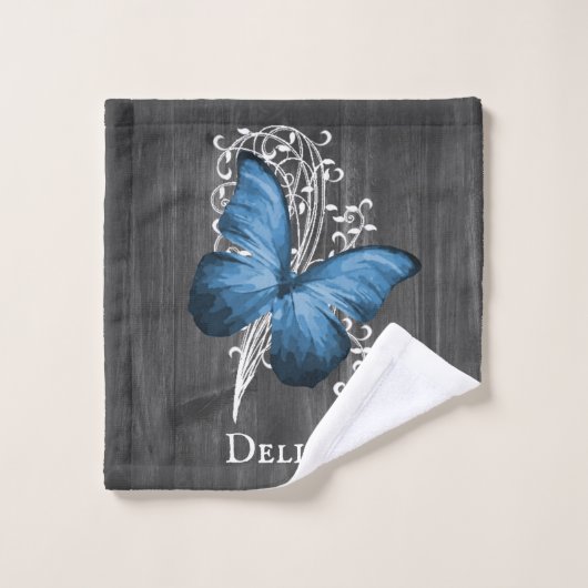 Blue Rustive Butterfly Bath Towel Set Bad Handdoek (Wasdoekje)