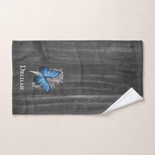 Blue Rustive Butterfly Bath Towel Set Bad Handdoek (Handdoek)