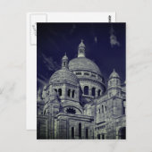Blue Sacre Coeur Parijs Europa Reizen Briefkaart (Voorkant / Achterkant)