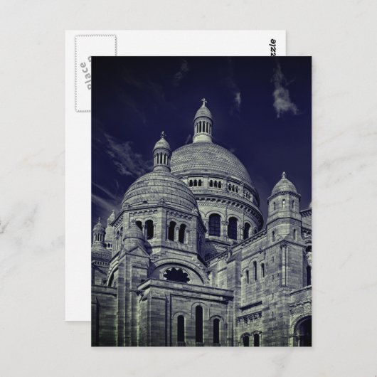 Blue Sacre Coeur Parijs Europa Reizen Briefkaart (Voorkant / Achterkant)