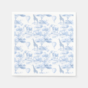 Blue Safari Animals Toile de Jouy Baby shower Servet