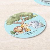 Blue safari baby shower ronde kartonnen onderzetter (Gebogen)