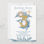 Blue Safari Dieren 3e verjaardag Kaart (Voorkant)