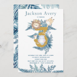 Blue Safari Dieren 3e verjaardag Kaart