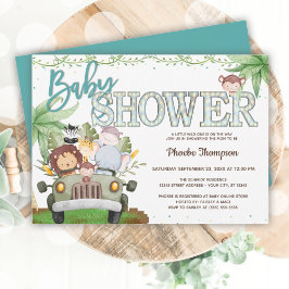 Blue Safari Dieren Baby shower Kaart