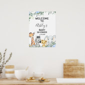 Blue Safari Floral Baby shower Welcome Sign Poster (Keuken)