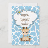 Blue Safari Giraffe Baby shower Kaart (Achterkant)