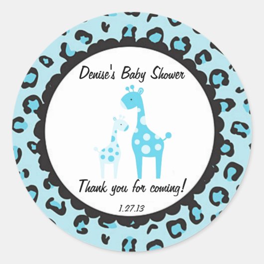 Blue Safari Giraffe Sticker (Voorkant)