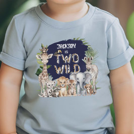 Blue Safari Oerwoud Twee Wild Boy 2e Verjaardag LA Kinder Shirts