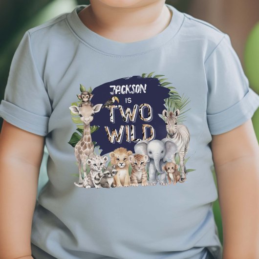 Blue Safari Oerwoud Twee Wild Boy 2e Verjaardag LA Kinder Shirts