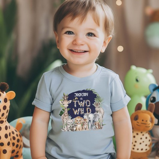Blue Safari Oerwoud Twee Wild Boy 2e Verjaardag LA Kinder Shirts