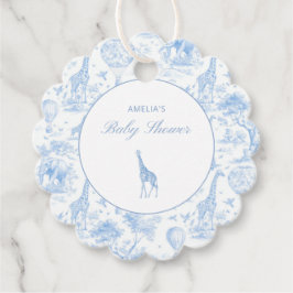 Blue Safari Toile de Jouy Baby Shower Bedankjes Labels