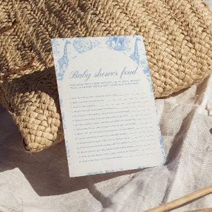 Blue Safari Toile de Jouy Baby Shower Feud-spellen