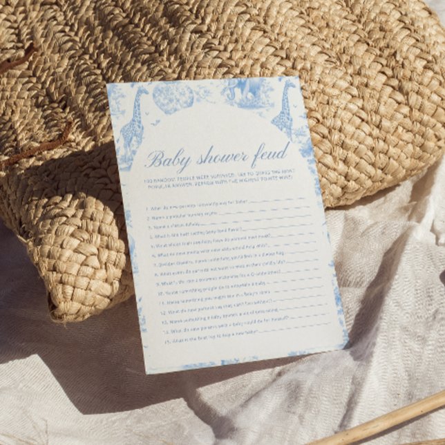 Blue Safari Toile de Jouy Baby Shower Feud-spellen (Creator heeft geüpload)