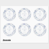 Blue Safari Toile de Jouy | Baby Shower Ronde Sticker (Vel)