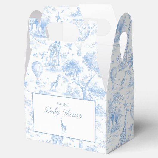 Blue Safari Toile de Jouy Bedankdoosjes (Geopend)