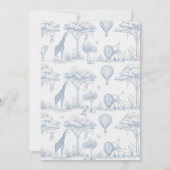blue Safari Toile De Jouy Boy Baby Shower  Kaart (Achterkant)