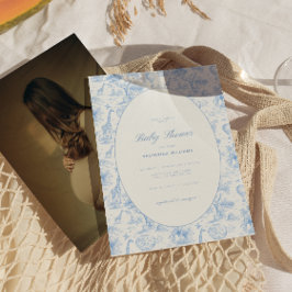 Blue Safari Toile De Jouy Boy Baby Shower  Kaart