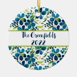 Blue Sage Floral  keramisch sierlijk Ornament
