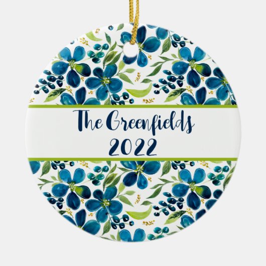 Blue Sage Floral  keramisch sierlijk Ornament (Voorkant)