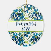 Blue Sage Floral  keramisch sierlijk Ornament (Links)