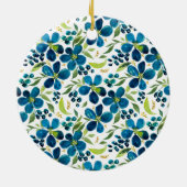 Blue Sage Floral  keramisch sierlijk Ornament (Achterkant)