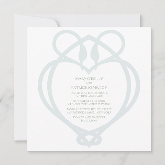Blue & Sage Irish Celtic Swan Love Knot Wedding Kaart (Voorkant)