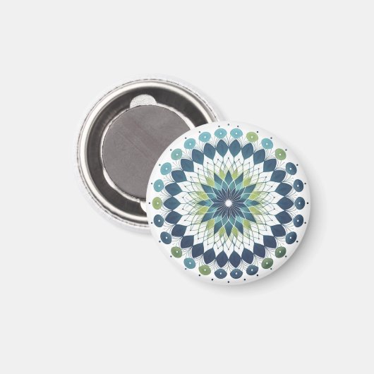 Blue & Sage Medallion - Abstract Magnet (Voorkant / Achterkant)