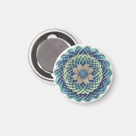 Blue & Sage Medallion - Abstract Magnet (Voorkant / Achterkant)