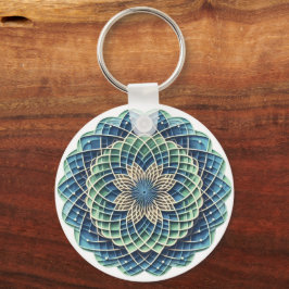 Blue & Sage Medallion - Abstract Sleutelhanger