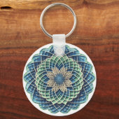 Blue & Sage Medallion - Abstract Sleutelhanger (Voorkant)