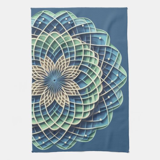 Blue & Sage Medallion - Abstract Theedoek (Verticaal)