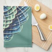 Blue & Sage Medallion - Abstract Theedoek (Quarter Fold)