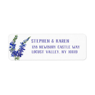 Blue Sage Salvia Elegant Floral Return Address Etiket