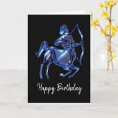 Blue Sagittarius Sign Birthday Kaart (Gele Bloem)