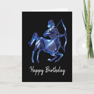 Blue Sagittarius Sign Birthday Kaart