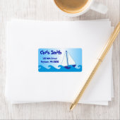 Blue Sail Boat Adresetiketten Etiket (Insitu)