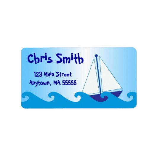 Blue Sail Boat Adresetiketten Etiket (Voorkant)