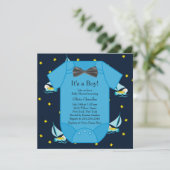 Blue Sailboat Baby Boy Shower Kaart (Staand voorkant)