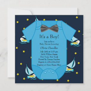 Blue Sailboat Baby Boy Shower Kaart