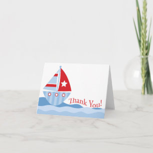 Blue Sailboat Baby shower Bedankt voor je briefkaa