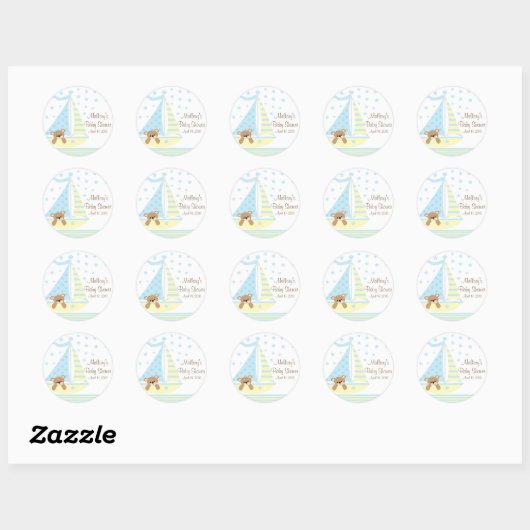 Blue Sailboat Baby shower Sticker (Vel)