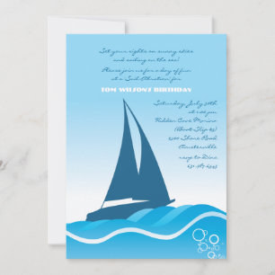 Blue Sailboat Invitation Kaart