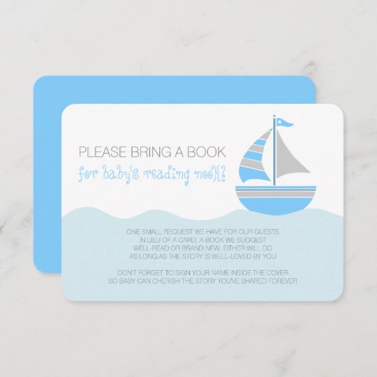 Blue Sailboat Nautical Boy Baby shower Enclosure Kaart (Voorkant / Achterkant)