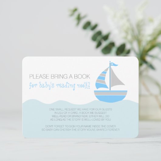 Blue Sailboat Nautical Boy Baby shower Enclosure Kaart (Staand voorkant)