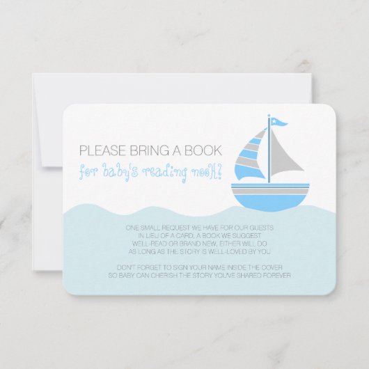 Blue Sailboat Nautical Boy Baby shower Enclosure Kaart (Voorkant)