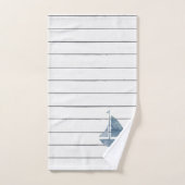 Blue Sailboat Nautical Shiplap Bath Towel Set Bad Handdoek (Handdoek)